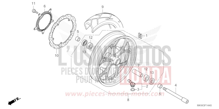 ROUE AVANT de NC750X "Méca" MAT BALLISTIC BLACK METALLIC (NHA86) de 2023